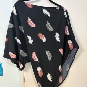 Feather Print Black Women's off the shoulder top